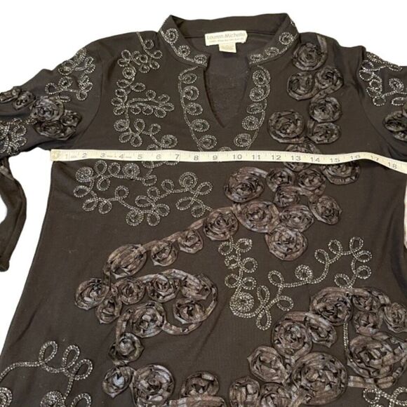 Lauren Michelle Tunic Black and Silver Embossed Size Medium - Picture 8 of 10